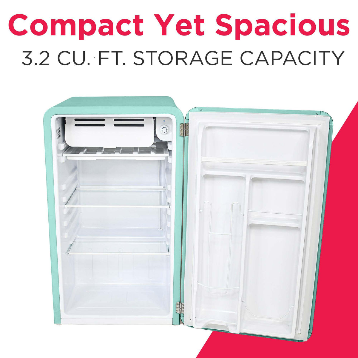 Frigidaire Retro Refrigerator door with 2L bottle storage for quick beverages
