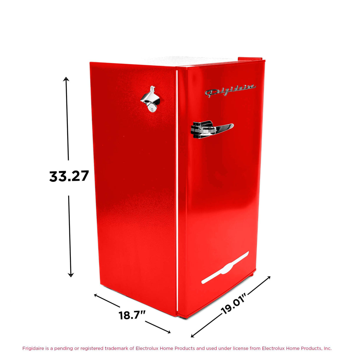 Frigidaire retro fridge chiller compartment keeps leftovers and drinks nicely cooled