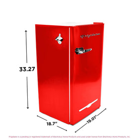 Frigidaire retro fridge chiller compartment keeps leftovers and drinks nicely cooled