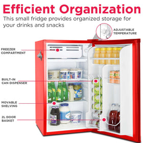 Frigidaire retro fridge dispense-a-can feature enables quick drinks