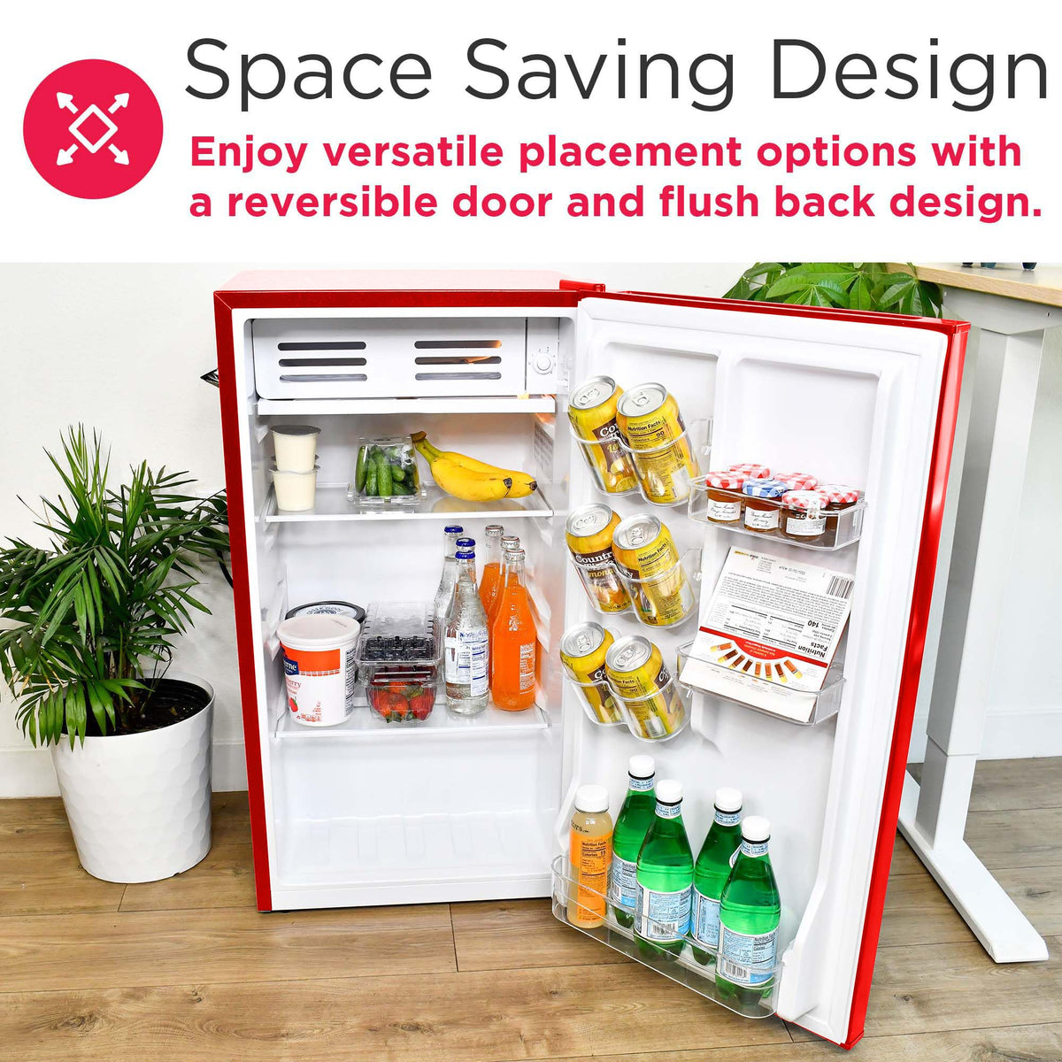Frigidaire retro fridge reversible door supports flexible placement in any room