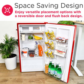 Frigidaire retro fridge reversible door supports flexible placement in any room