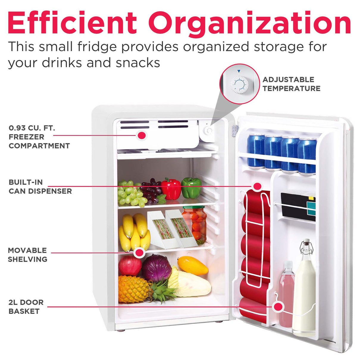 Frigidaire Retro Compact Refrigerator top freezer compartment