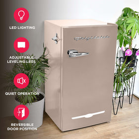 Frigidaire Retro Fridge coral built-in bottle opener for easy entertaining.