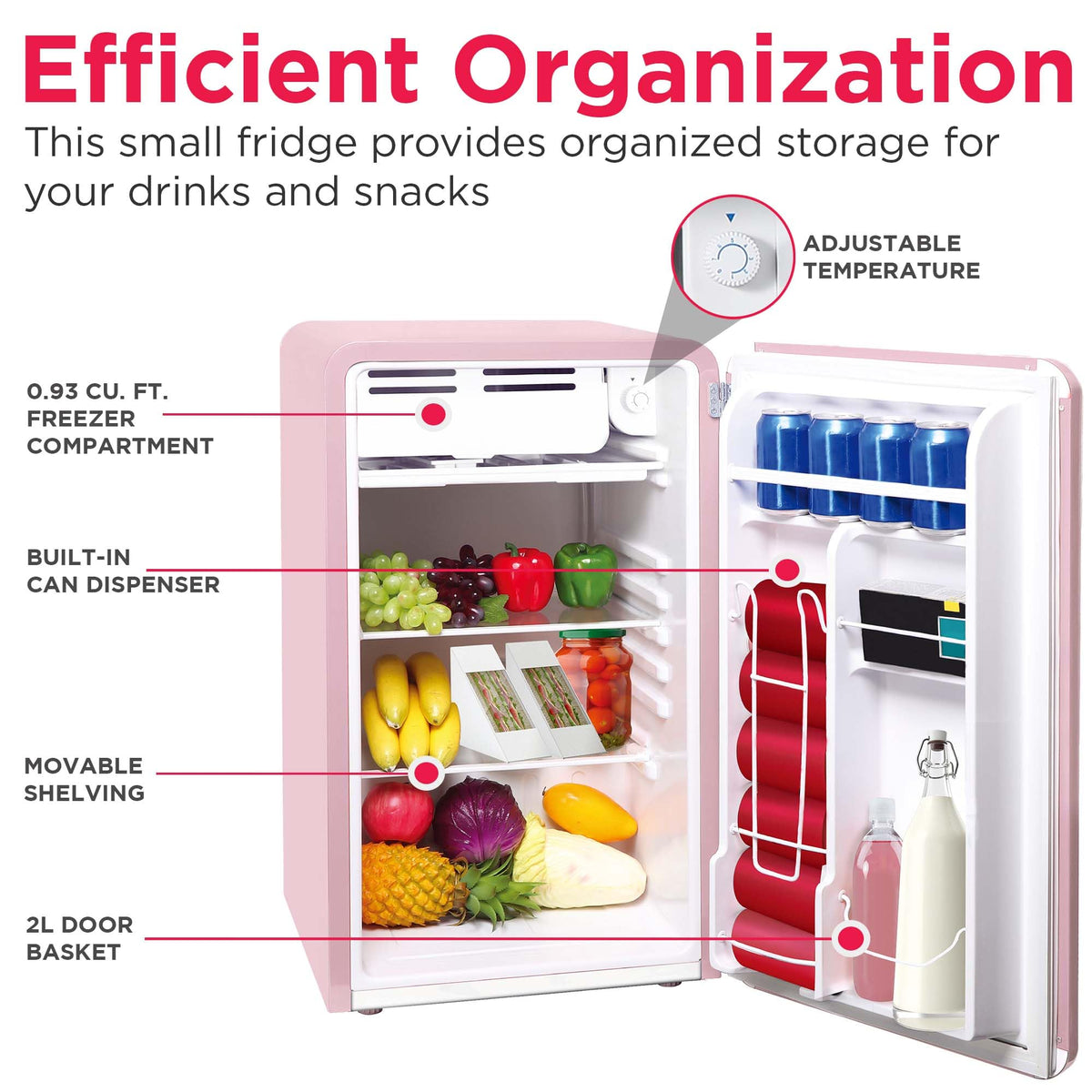 Frigidaire retro fridge top freezer compartment for chilled meals