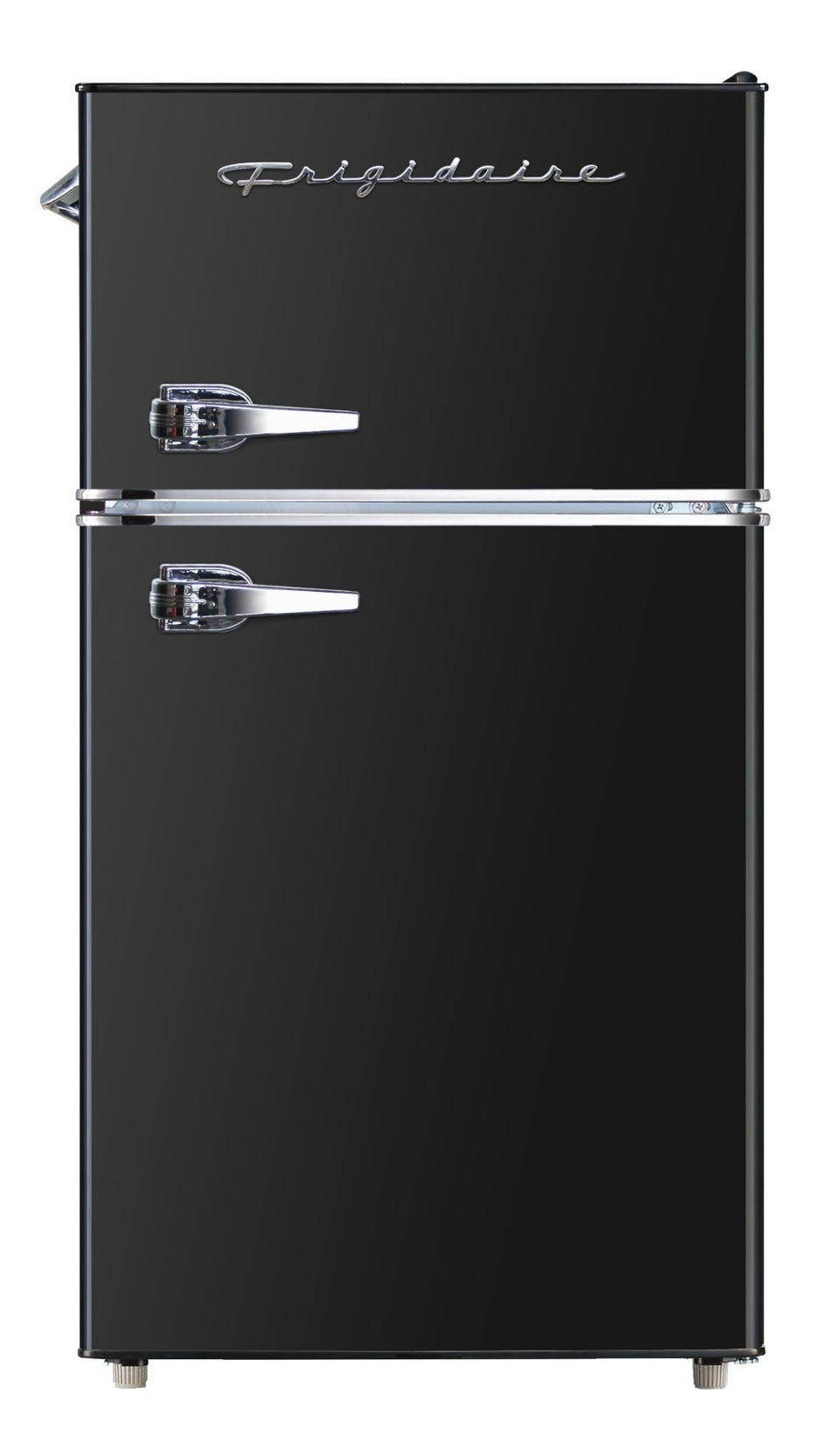 Frigidaire retro mini fridge front view highlighting compact size ideal for dorms or offices with freezer