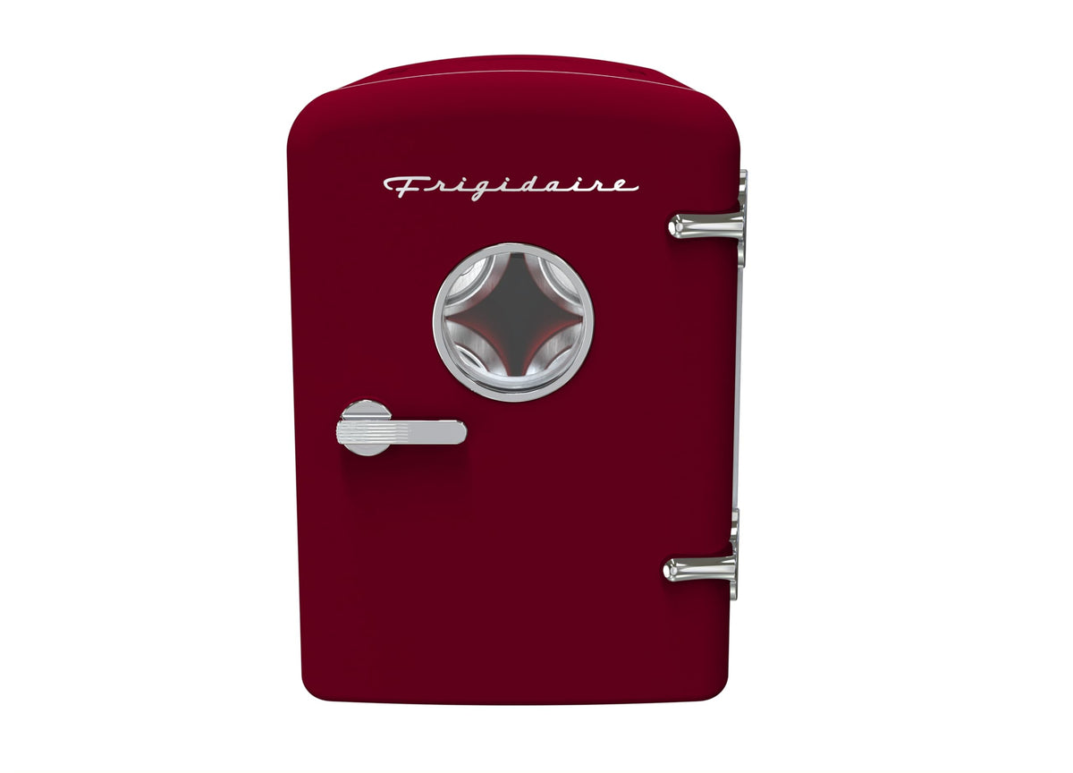 Frigidaire Retro Mini Fridge portable handle facilitates moving between car, dorm, and office.