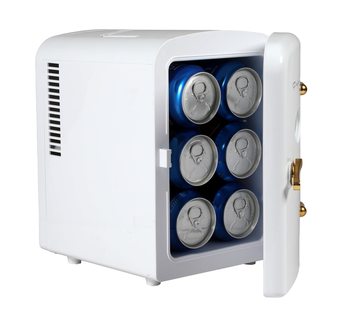 Frigidaire Retro Mini Fridge in white gold edition adds vintage charm.