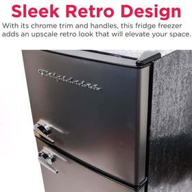 Frigidaire compact fridge smooth back fits flush against walls.