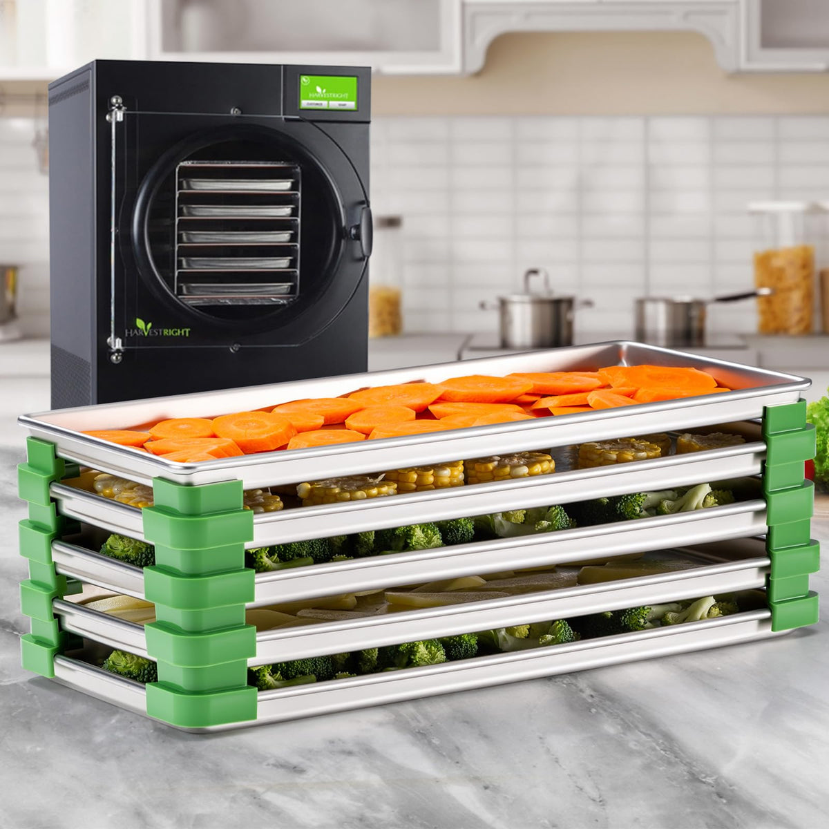 Friheten dishwasher-safe tray stackers ready for quick cleanup