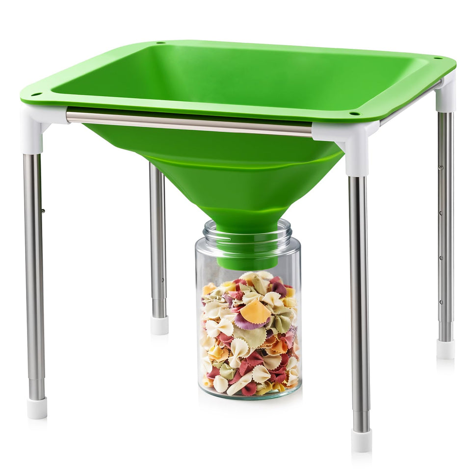 Friheten extra-large silicone collapsible funnel with Harvest Right stand for easy loading