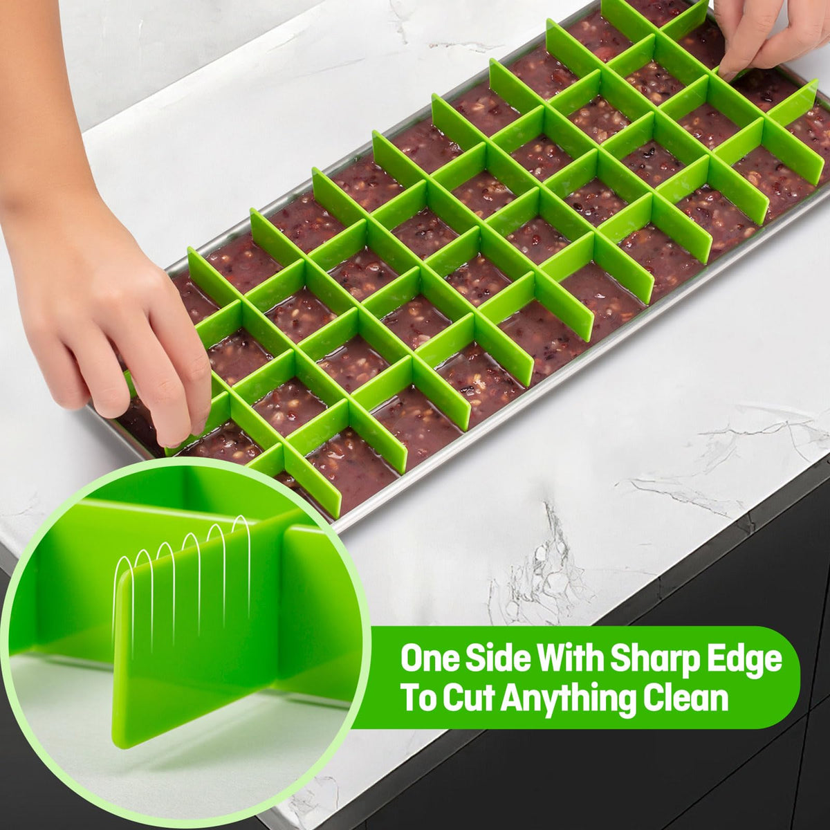 Friheten long-short dividers create stable, uniform grids on trays