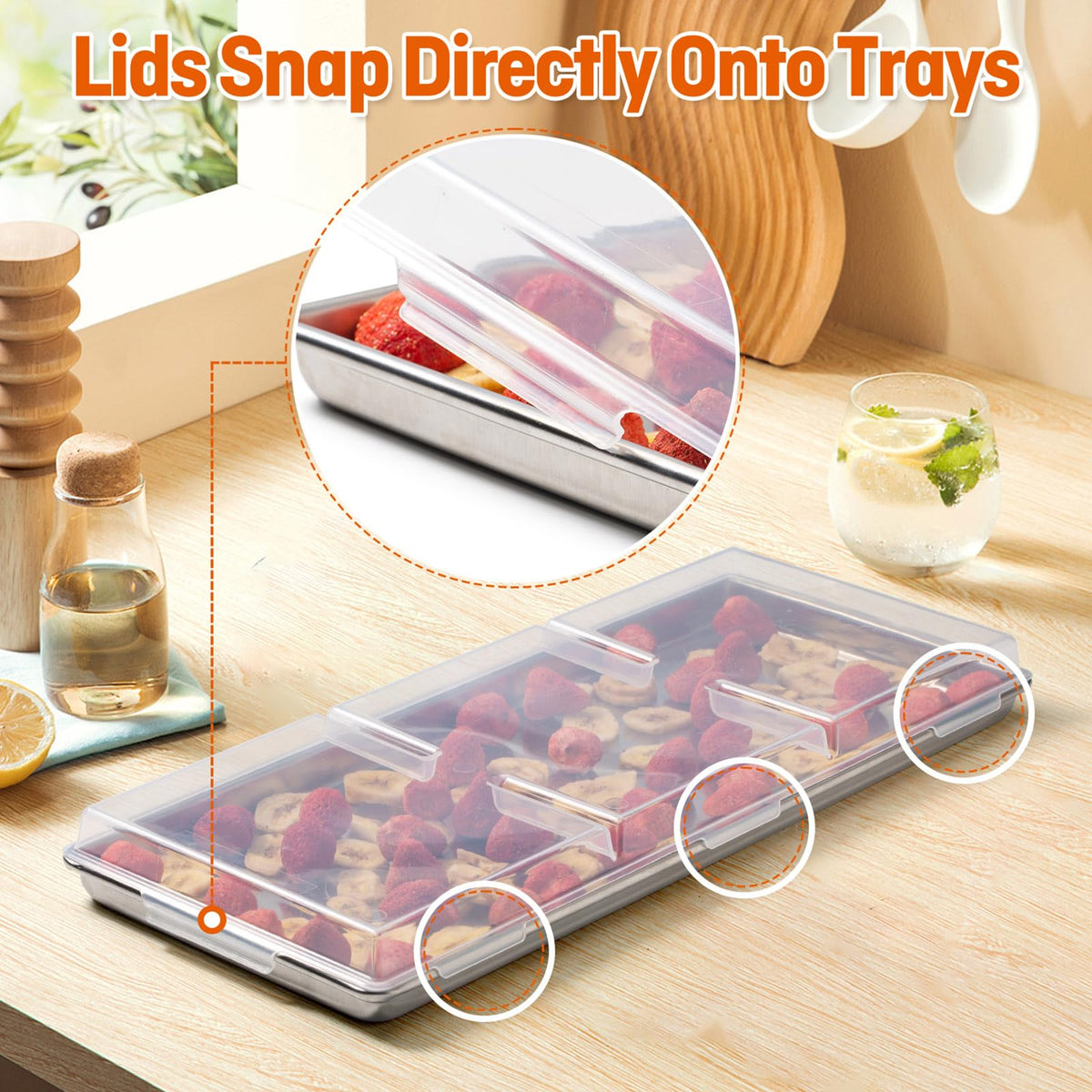 Friheten tray lid keeps dust out and is dishwasher-safe for easy cleaning.