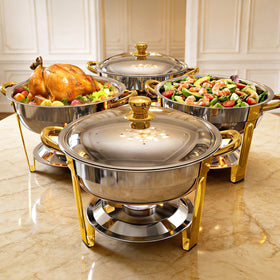 Frizoky chafing dish 6QT gold round ready for premium buffet service