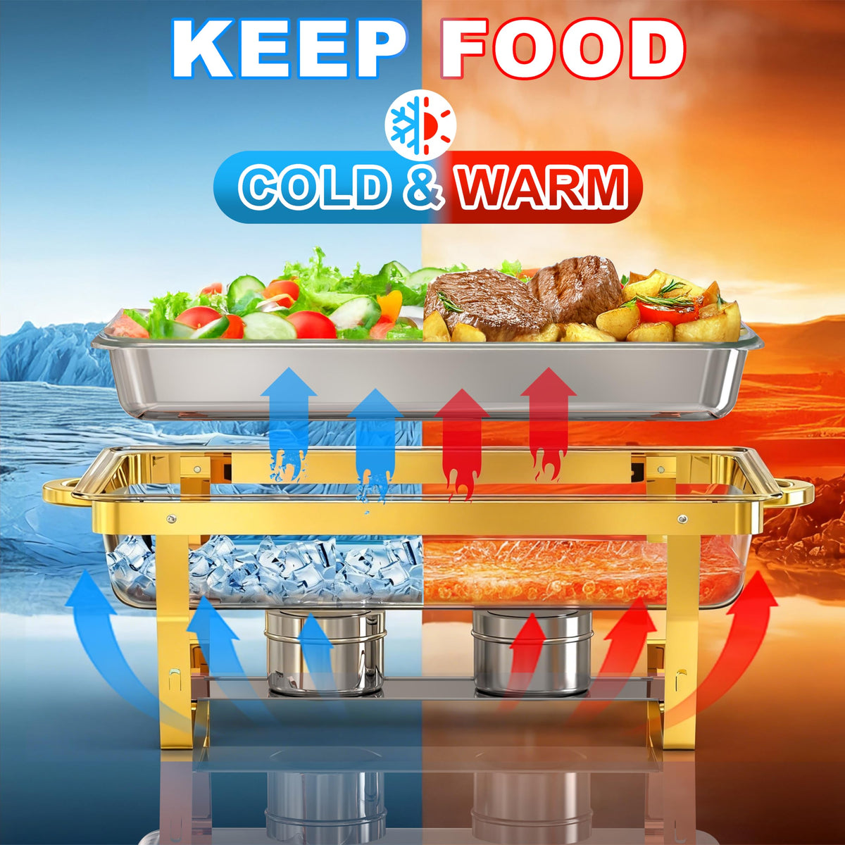 Frizoky chafing dishes maintaining warmth of entrées during service