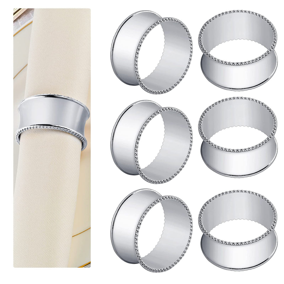 Frjjthchy bead side napkin ring in silver adds refined detail to a formal table setting.