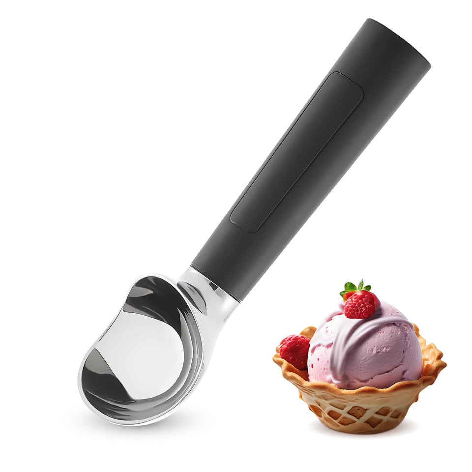 FrostJoy heated ice cream scoop with LED display for precise temperature feedback.