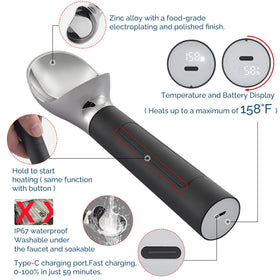 FrostJoy rechargeable USB battery allows cordless scooping anywhere.