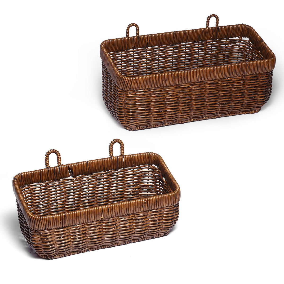 FRONDENT hanging wall basket with garlic for organized kitchen storage and rustic appeal.