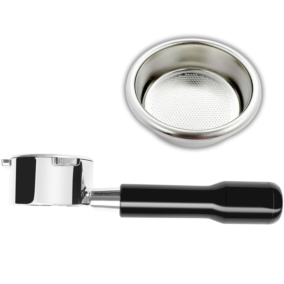 Frossvt 54mm bottomless portafilter exterior view highlighting its durable stainless steel build