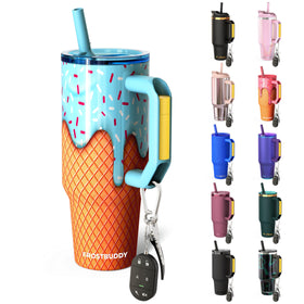 Frost Buddy Thicc Buddy 40oz tumbler in blue ice cream keeps beverages cold for hours.