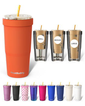 Frost Buddy Togo Buddy 30oz orange front view, ideal for on-the-go beverages