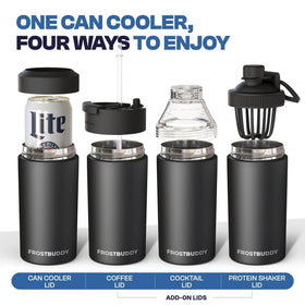 Frost Buddy can cooler can become a travel mug with lid sold separately.