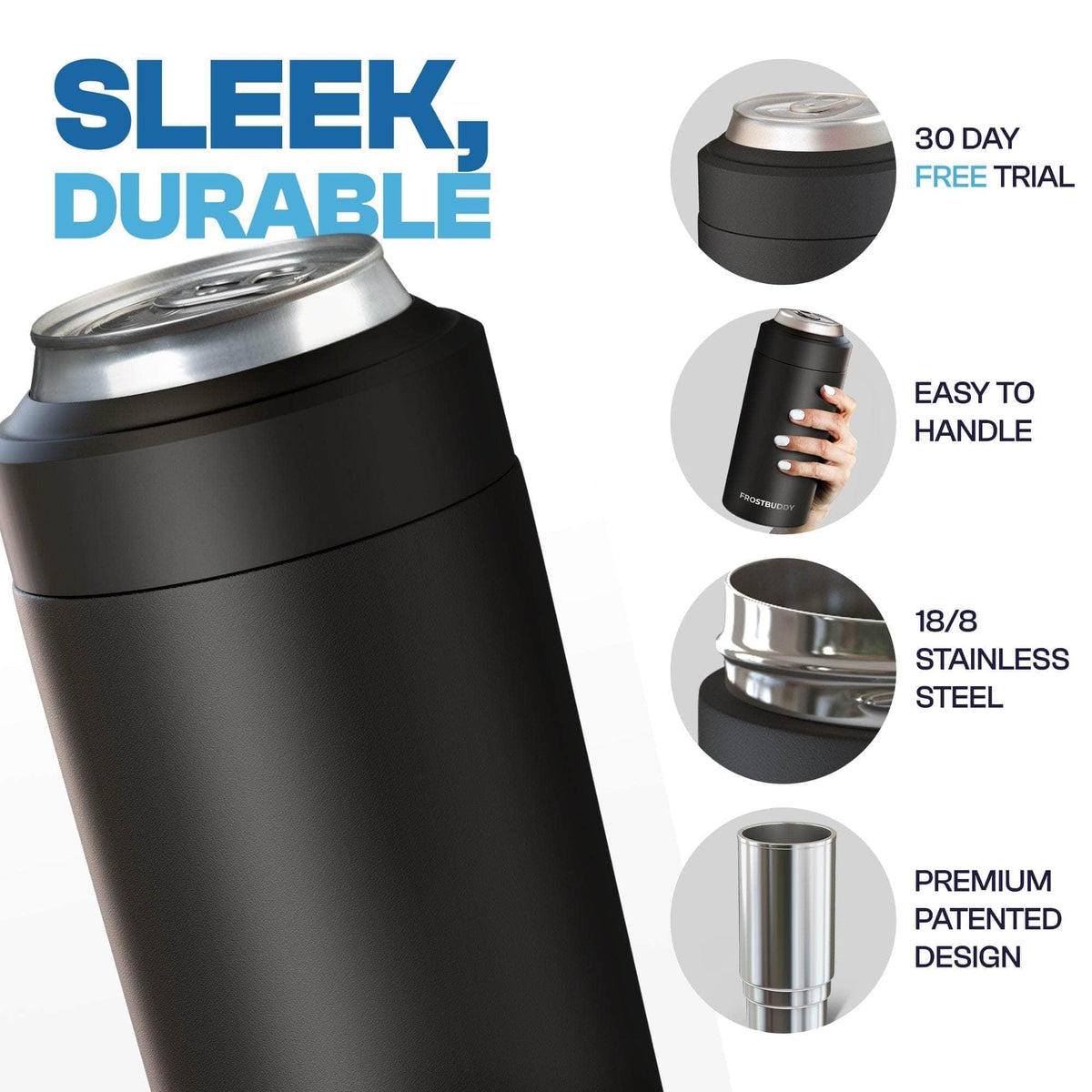 Frost Buddy universal cooler for 16oz bottles enables prolonged cool sipping on trails.