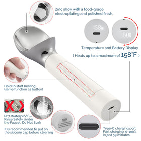 FrostJoy LED display on scoop shows temperature and battery
