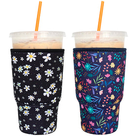 FRRIOTN flower design sleeve protects hands and reduces condensation on large 32oz cups.