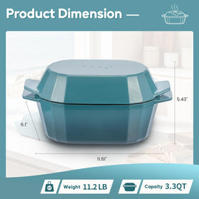 FRRLY 3QT oval Dutch oven side view shows sturdy handles for easy lifting