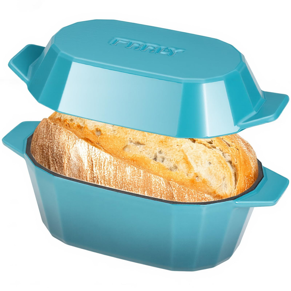 FRRLY enameled cast iron Dutch oven with lid on delivers even heat for bread baking