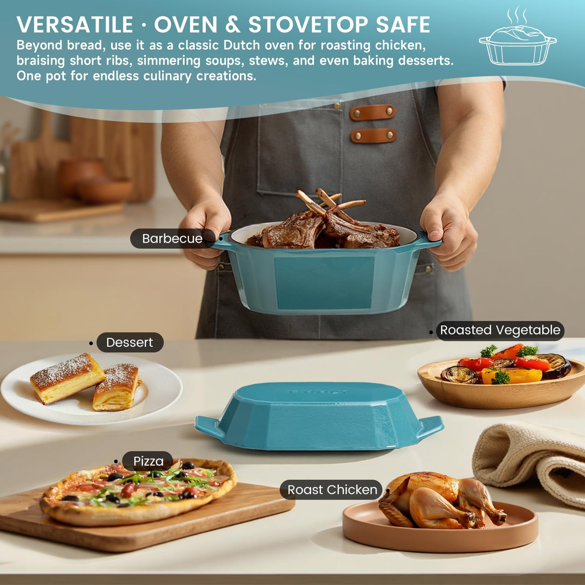FRRLY 3QT oval stovetop use demonstrates versatility on gas or induction
