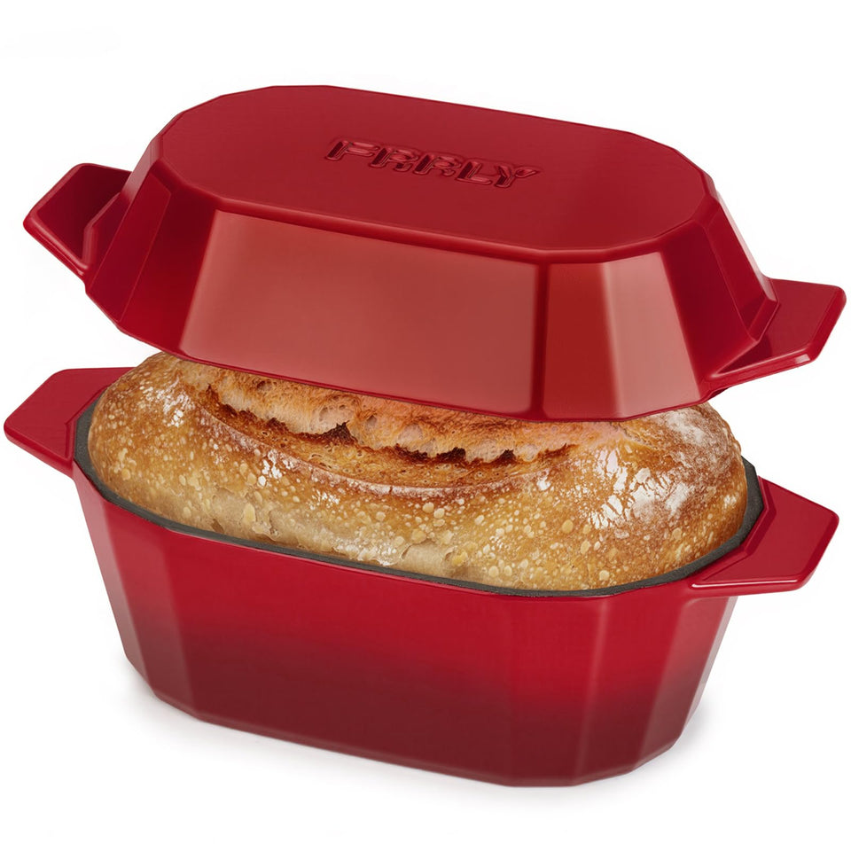 FRRLY enameled dutch oven 3QT showcases even heat distribution for perfect bread baking.