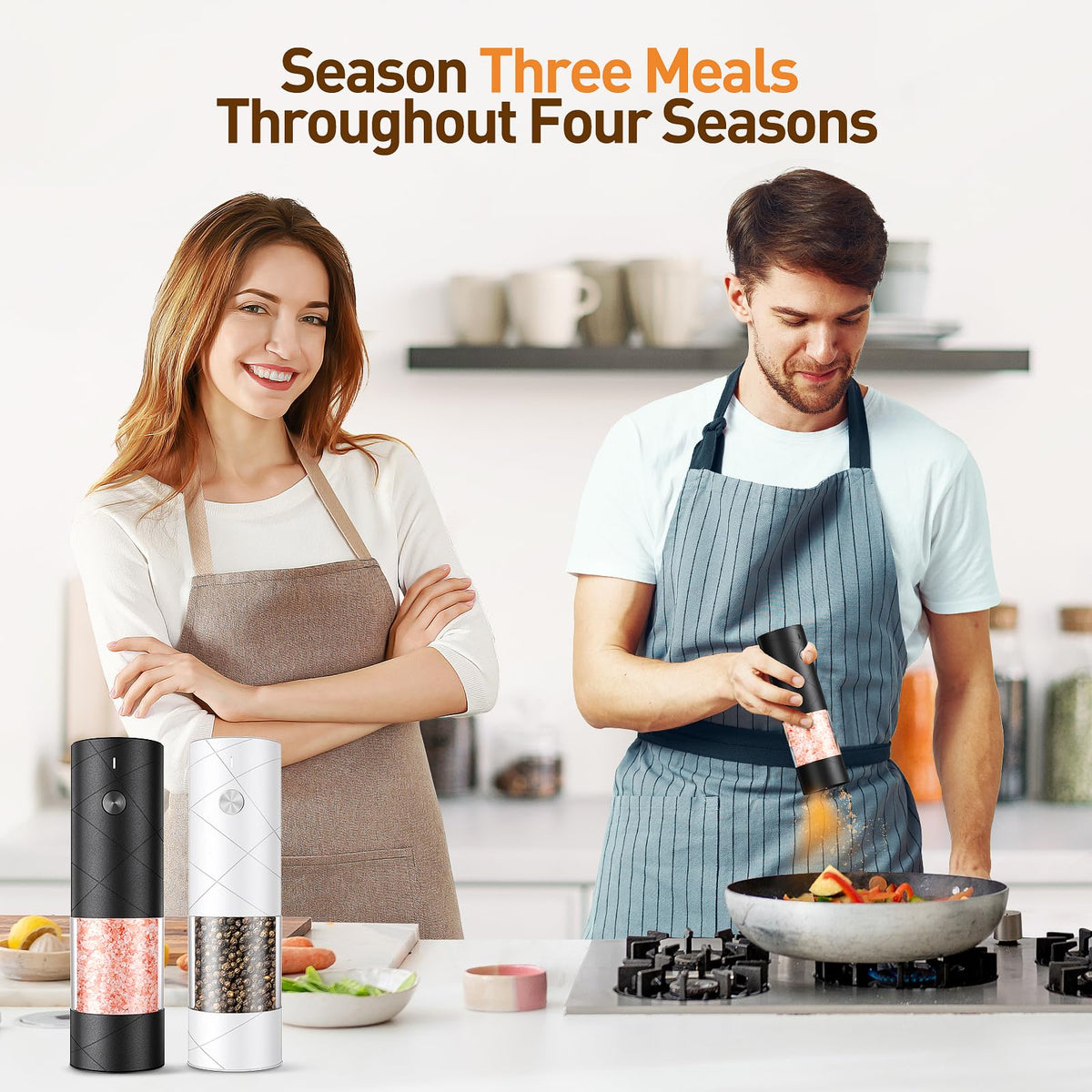 FRTONYI one-hand operation grinder button for effortless seasoning.