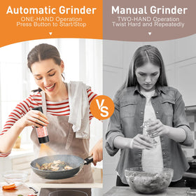 FRTONYI rechargeable grinder with LED light for precise seasoning while cooking.