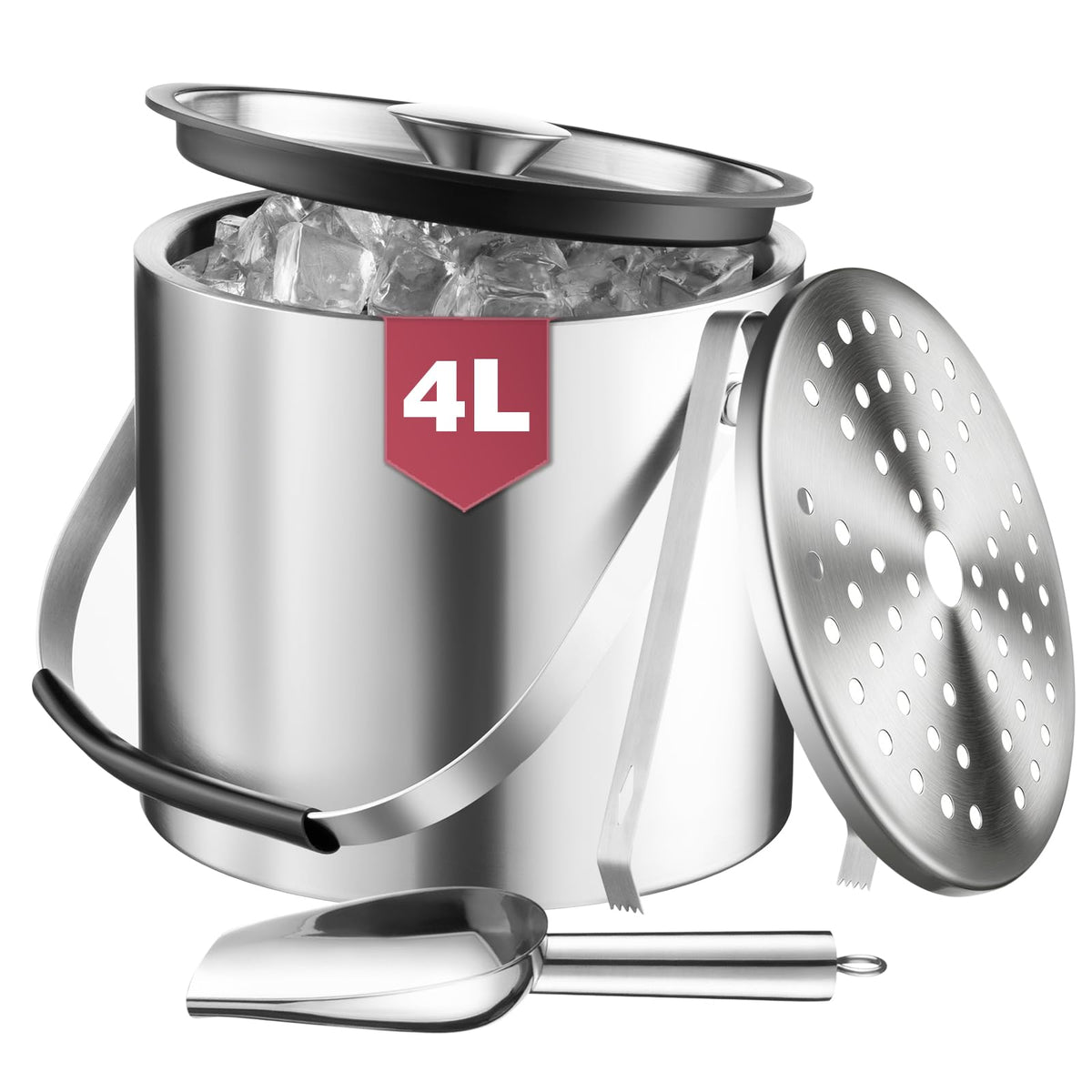 FrutPunch 4L ice bucket with lid keeps ice cold for longer parties.