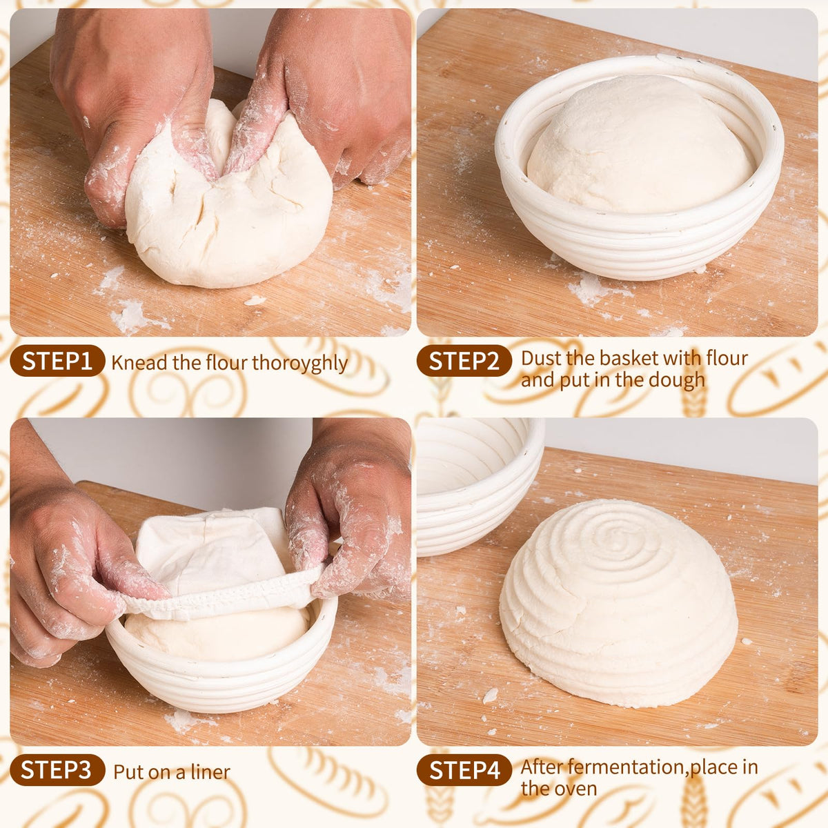 FrutPunch handmade natural rattan banneton for dough shaping.