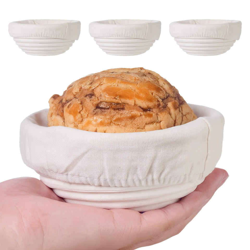 FrutPunch banneton set of 4 round baskets for easy sourdough proofing.