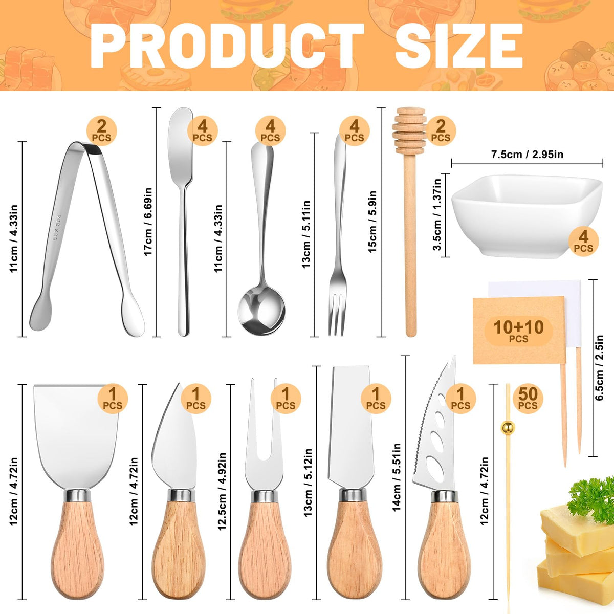 FrutPunch charcuterie utensils with tongs, spoons, and forks for easy serving.