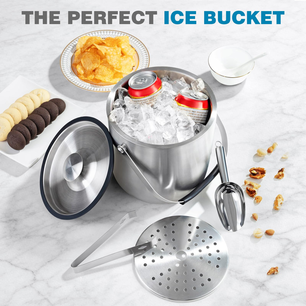 FrutPunch double-wall stainless bucket enhances insulation during gatherings.