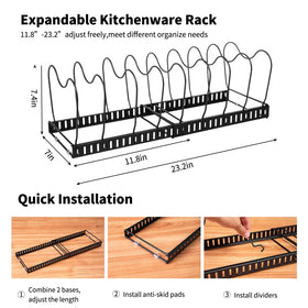 FrutPunch expandable pan rack allows customizable storage for large pots.