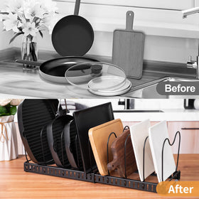 FrutPunch versatile kitchen storage for lids, trays, and cutting boards.