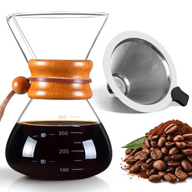 FrutPunch pour-over carafe with 13oz capacity for quick, clean brew at home or on the go.