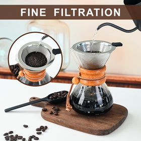 FrutPunch wooden-handle pour-over highlights ergonomic grip and safe, precise pouring.