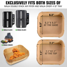 50 disposable FryEasy liners shown for mess-free cooking and quick cleanup after meals.
