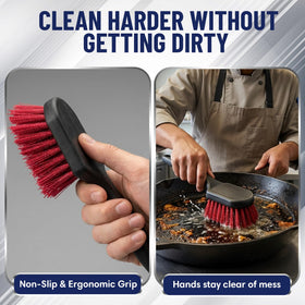 FryOilSaver cast iron cleaning brush safely cleans seasoned surfaces