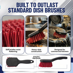 FryOilSaver sink cleaning action highlights extended non-slip handle