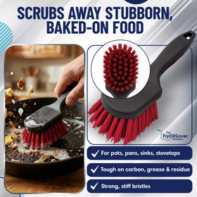 FryOilSaver stiff bristles tackle baked-on grime without scratching