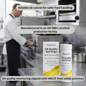 FryTest color chart display with oil quality ranges for decision making.